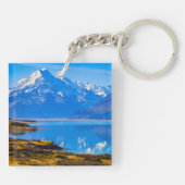 Mount Cook mit Blick auf den Pukaki-See, NZ Schlüsselanhänger (Rückseite)