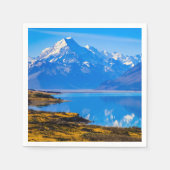 Mount Cook mit Blick auf den Pukaki-See, NZ Serviette (Vorderseite)