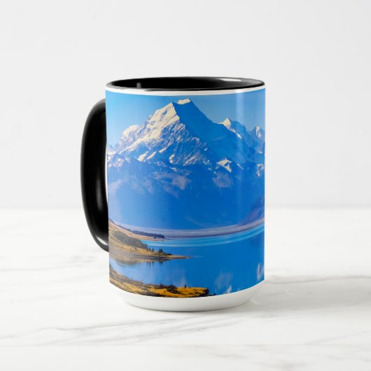 Mount Cook mit Blick auf den Pukaki-See, NZ Tasse (Vorderseite Links)