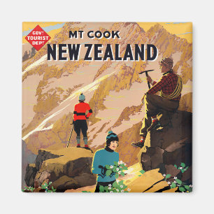 Mount Cook New Zealand Vintage Reise Magnet