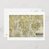 Mount Desert Island und Küste Maine Map Postkarte (Vorne/Hinten)
