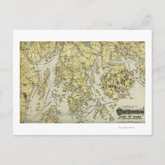 Mount Desert Island und Küste Maine Map Postkarte (Vorderseite)