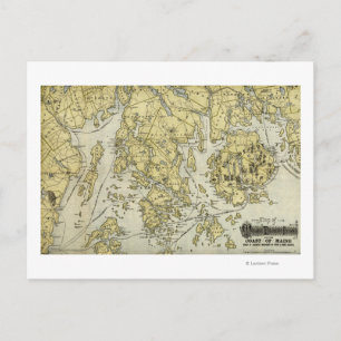 Mount Desert Island und Küste Maine Map Postkarte