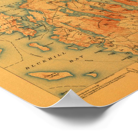 Mount Desert Maine Map; 1908 Poster (Ecke)