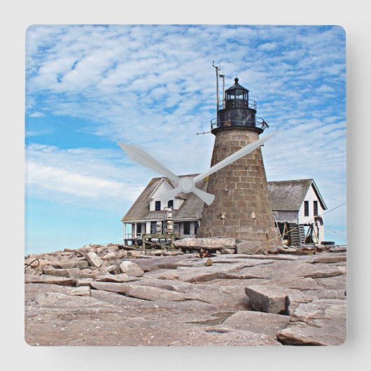 Mount Desert Rock Lighthouse, Maine Quadratische Wanduhr (Vorderseite)