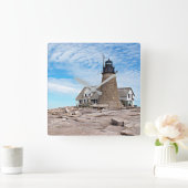Mount Desert Rock Lighthouse, Maine Quadratische Wanduhr (Zuhause)