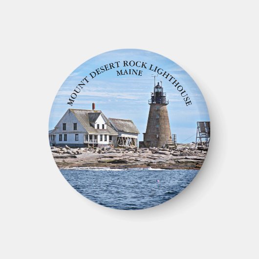 Mount Desert Rock Lighthouse, Maine Round Magnet (Vorne)