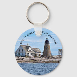 Mount Desert Rock Lighthouse, Maine Round Schlüsse Schlüsselanhänger
