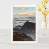 Mount Eboshi, Hiroshi Yoshida, Woodcut Karte (Gelbe Blume)