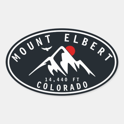 Mount Elbert - Colorado 14ers Fourteener Ovaler Aufkleber (Vorderseite)