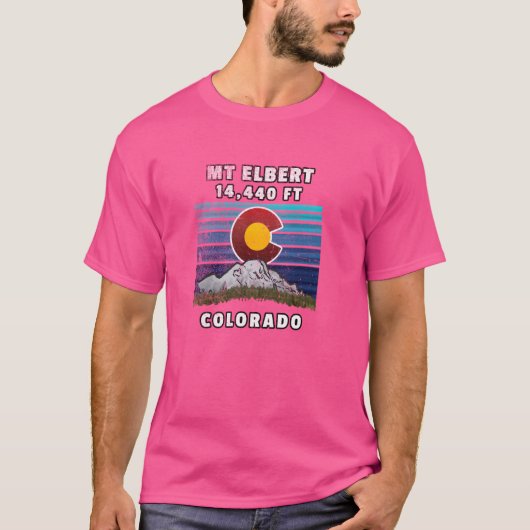 Mount Elbert Colorado Flag Themed T-Shirt (Vorderseite)