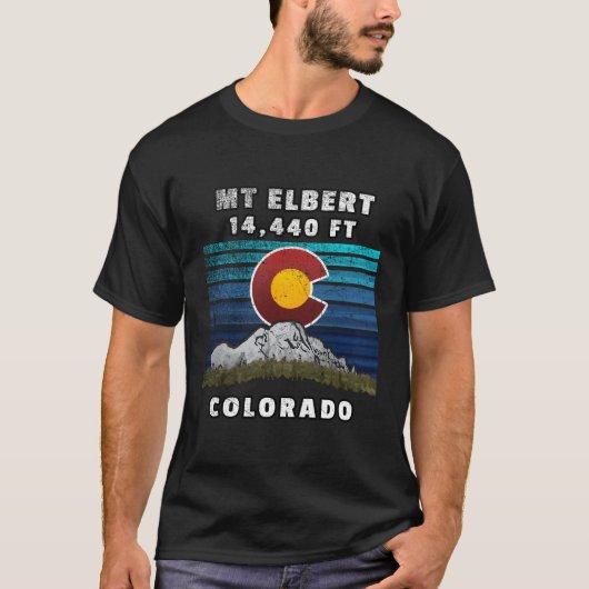 Mount Elbert Colorado Flag Themed T-Shirt (Vorderseite)