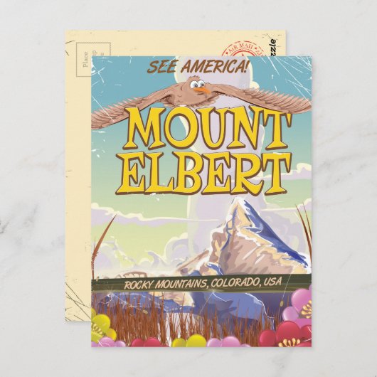 Mount Elbert, Colorado USA Reiseplakat Postkarte (Vorne/Hinten)