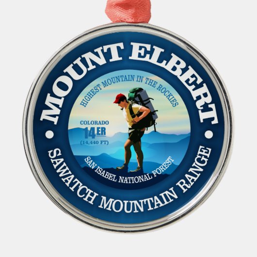 Mount Elbert (Hiker C) Silbernes Ornament (Vorne)
