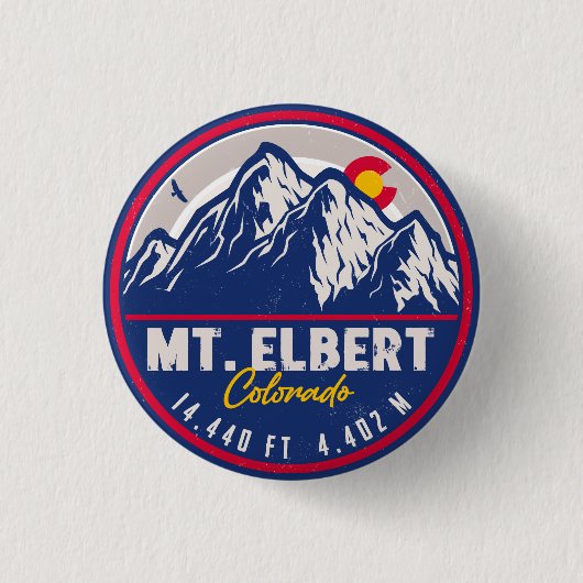 Mount Elbert Mount Elbert 14ers Retro Sunset Button (Vorderseite)