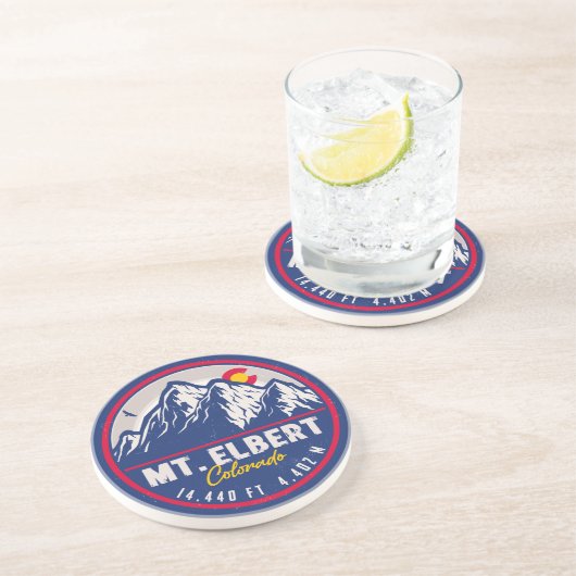 Mount Elbert Mount Elbert 14ers Retro Sunset Getränkeuntersetzer (Seite)
