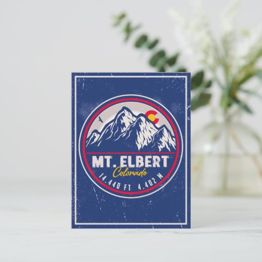 Mount Elbert Mount Elbert 14ers Retro Sunset Postkarte (Stehend Vorderseite)