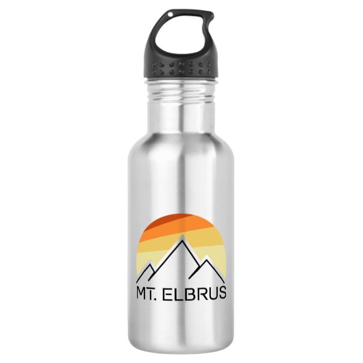 Mount Elbrus Russia Retro Edelstahlflasche (Vorderseite)