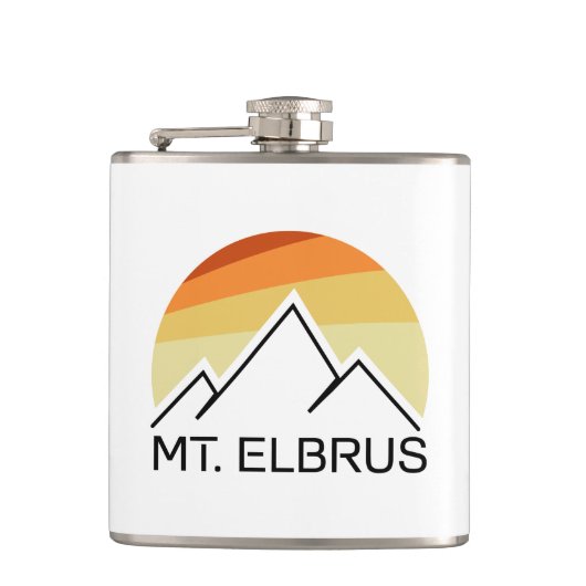 Mount Elbrus Russia Retro Flachmann (Vorderseite)