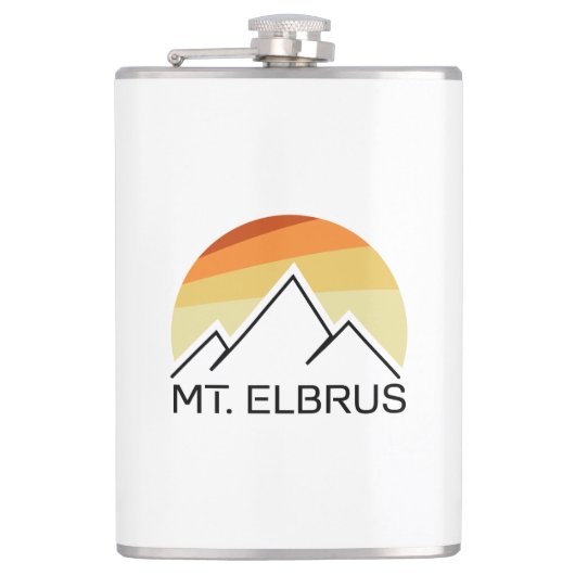 Mount Elbrus Russia Retro Flachmann (Vorderseite)