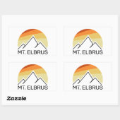Mount Elbrus Russia Retro Rechteckiger Aufkleber (Blatt)