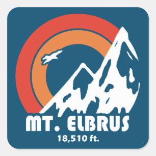 Mount Elbrus Russia Sun Eagle Quadratischer Aufkleber