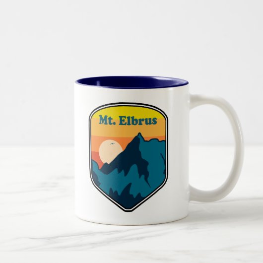 Mount Elbrus Russia Sunrise Zweifarbige Tasse (Rechts)
