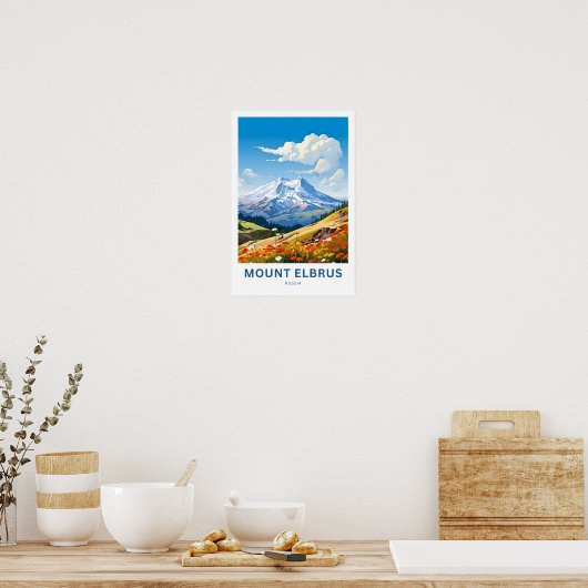 Mount Elbrus Russia Travel Print Poster (Küche)