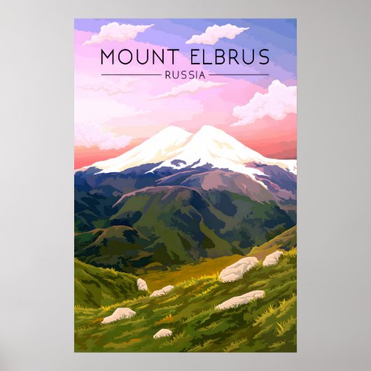 Mount Elbrus Russland Reiseplakat Poster (Vorne)