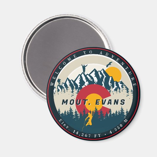 Mount Evans Colorado Flag Berg 14er Magnet (Vorderseite/Rückseite)