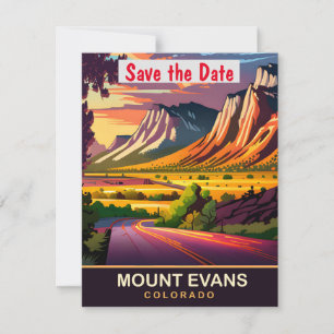 Mount Evans, Colorado, Travel Postcard, Save The Date