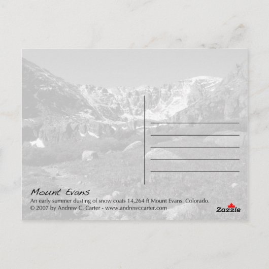 Mount Evans Postkarte (Rückseite)