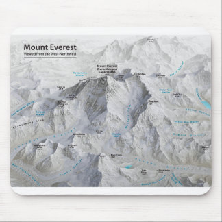 Mount Everest 3D Karte mit Labels Mousepad