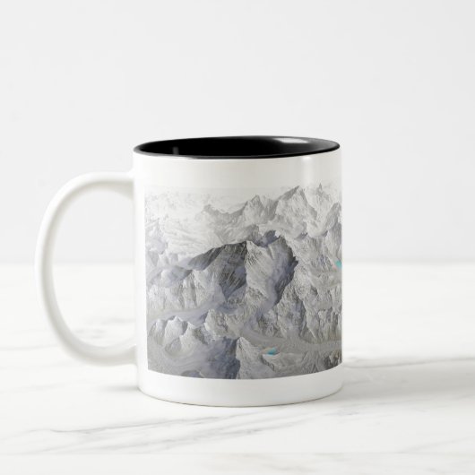 Mount Everest 3D Karte No Labels Zweifarbige Tasse (Links)