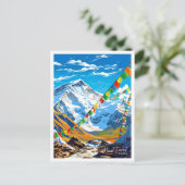 Mount Everest China Reisen Vintage Darstellung Postkarte (Stehend Vorderseite)