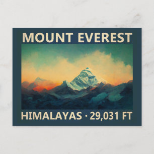 Mount Everest Himalaya Aquarell Vintage Postkarte