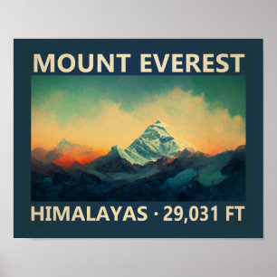 Mount Everest Himalayas Wasserfarbe Vintag Poster