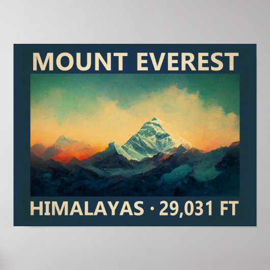 Mount Everest Himalayas Wasserfarbe Vintag Poster (Vorne)