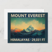 Mount Everest Himalayas Wasserfarbe Vintag Postkarte (Vorne/Hinten)