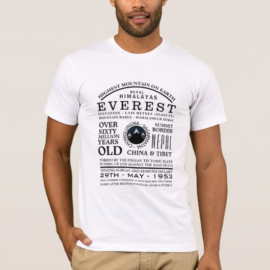 Mount Everest, Informationen zur Bergwanderung T-Shirt (Vorderseite)