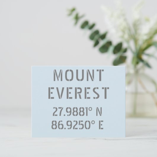 Mount Everest Latitude Longitude Postkarte (Stehend Vorderseite)