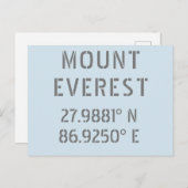 Mount Everest Latitude Longitude Postkarte (Vorne/Hinten)