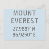 Mount Everest Latitude Longitude Postkarte (Vorderseite)
