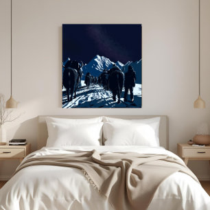 Mount Everest Nachtkarawane Luxus Leinwand Kunst