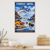 Mount Everest Nepal - Vintage Poster (Küche)