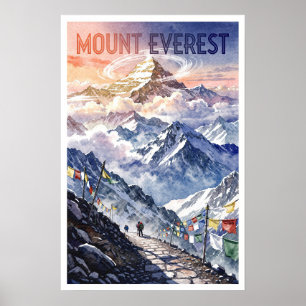 Mount Everest Nepal Vintage Reise Poster
