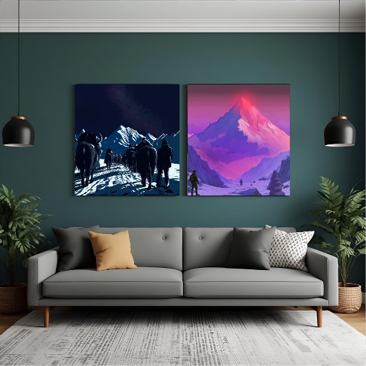 Mount Everest Night Caravan Luxury Canvas Art Leinwanddruck