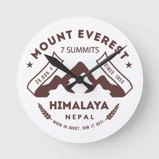 Mount Everest Runde Wanduhr (Vorderseite)