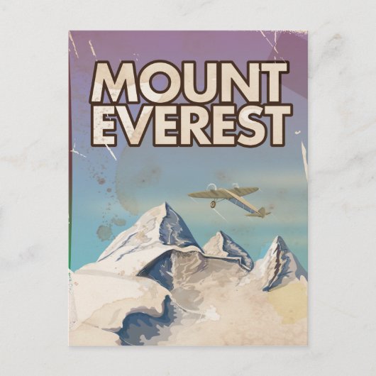 Mount Everest Vintage Reiseposter Postkarte (Vorderseite)