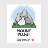 Mount Flu-ji Funny Mountain Pun Aufkleber (Blatt)